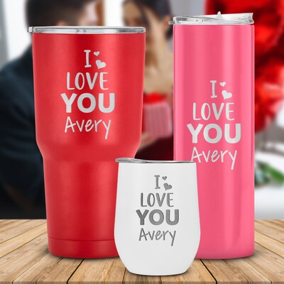 I love you Engraved Name Tumbler, Valentines Day, Love Gifts for Her, Birthday, Anniversary Wife, Husband, Girlfriend, Boyfriend - image1